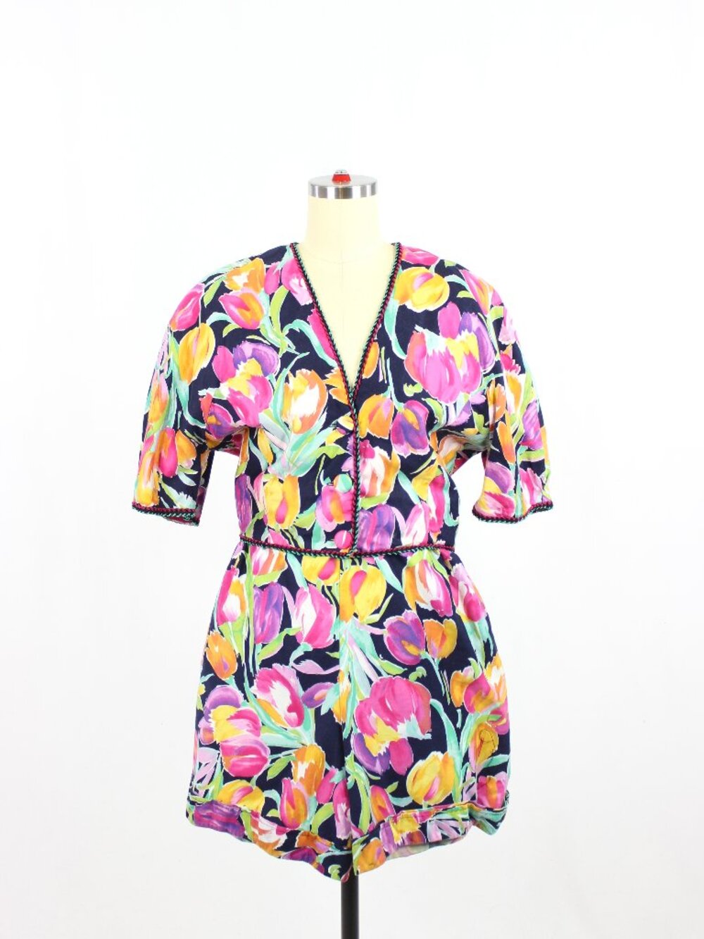 Vintage 90s SUTTLES & SEAWINDS Floral Cotton Cropped Jacket Shorts Set, Size P